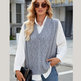 Cable Knit V-Neck Sweater Vest