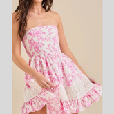 Ruffled Hem Printed Tube Dress