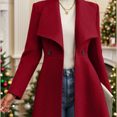 Collared Neck Button Up Long Sleeve Coat