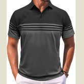 Men's Full Size Color Block Striped Polo Shirt Plus Size