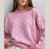 Round Neck Contrast Long Sleeve Sweater