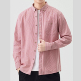 Men's Full Size Casual Striped Corduroy Shirt Plus Size
