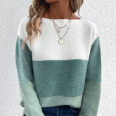 Color Block Drop Shoulder Long Sleeve Sweater