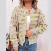 Classic Striped Button-Front Long Sleeve Cardigan