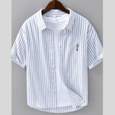 Men's Plus Size Striped Button Up Long Sleeve Shirt
