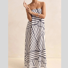 Smocked Printed Tube Maxi Dress