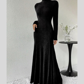 Turtleneck Long Sleeve Maxi Mermaid Dress