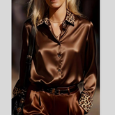 Leopard Button Up Long Sleeve Shirt
