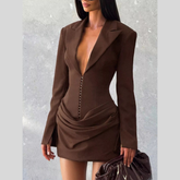 Full Size Blazer-Style Long Sleeve Mini Dress Plus Size