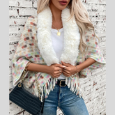 Fringe Fuzzy Open Front Poncho