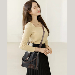 Retro Bucket Hand Shoulder Soft Leather Cross-body Bag
