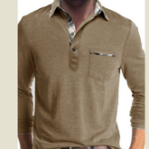Men's Full Size Plaid Collar Neck Long Sleeve Polo Shirt Plus Size
