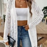 Openwork Open Front Knit Cardigan