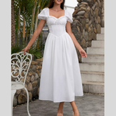 Sweetheart Neck Puff Sleeve Midi Dress