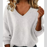 Full Size V-Neck Dropped Shoulder Sweater Plus Size