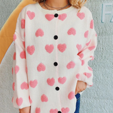 Heart Button Up Long Sleeve Cardigan