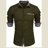 Men's Plaid Collared Neck Long Sleeve Shirt