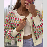 Floral Button Up Long Sleeve Cardigan