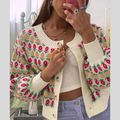 Floral Button Up Long Sleeve Cardigan