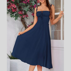 Tie-Front A-Line Midi Dress