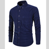 Men's Full Size Corduroy Long Sleeve Button-Down Shirt Plus Size
