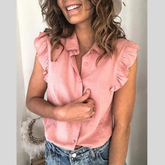 Ruffle Sleeve Button-Up Shirt