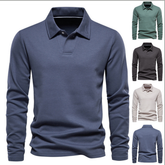 Fashion Lapel Long-sleeved Polo Shirt Men's Casual Solid Color Tops Clothing