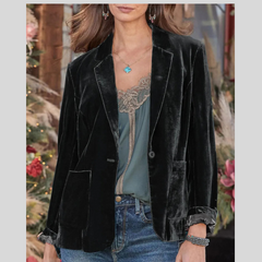 Pocketed Button Up Lapel Collar Blazer
