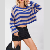 Oversized Striped Drop Shoulder Jumper