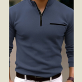 Men's Plus Size Quarter-Zip Long Sleeve Polo �Big & Tall Classic Fit