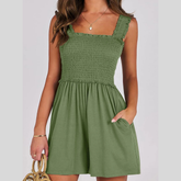 Smocked Square Neck Summer Romper
