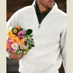 Men's Full Size Quarter Zip Long Sleeve Polo Plus Size