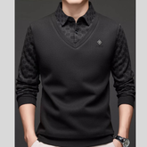 Men's Plus Size Collared Neck Long Sleeve Polo