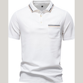Men's Short Sleeve Collared Neck Striped Polo