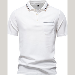 Men's Short Sleeve Collared Neck Striped Polo