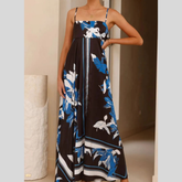 Printed Square Neck Sleeveless Maxi Dress