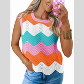 Color Block Round Neck Sweater Vest
