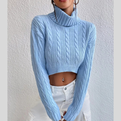 Classic cable-knit turtleneck long sleeve sweater