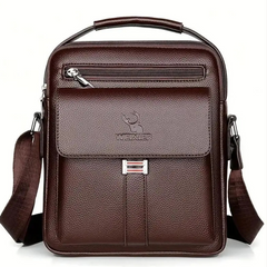 Leather Messenger Crossbody Shoulder Bag For Men Work Business Casual Adjustable Straps With Metal Zipper-FREE USA SHIPPING