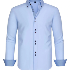 Men's Full Size Button-Down Casual Shirt with Contrast Cuffs Plus Size