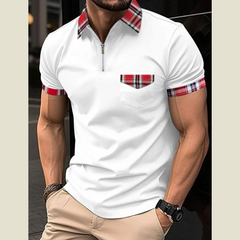 Men's Plus Size Zip Neck Short Sleeve Polo Shirt �Full Size Casual Fit