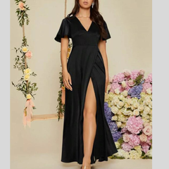 Flutter Sleeve Slit Maxi Dress