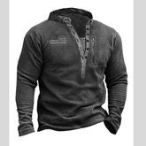 Men's Plus Size Button Detail Long Sleeve Sweatshirt
