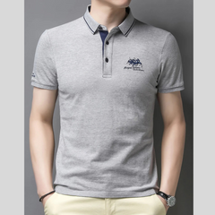 Men's Plus Size Embroidered Short Sleeve Contrast Polo