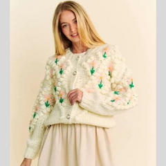Davi & Dani Floral Pattern Button Down Cardigan