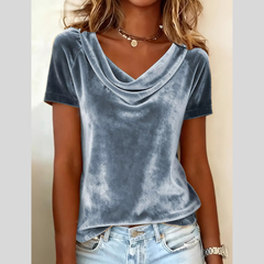 Full Size Cowl Neck Short Sleeve Top Plus Size