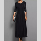 Elegant Velvet Long Sleeve Fit & Flare Dress