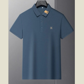 Men's Plus Size Short Sleeve Polo with Embroidered Accents