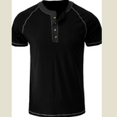 Men's Plus Size Contrast Stitch Henley Polo Shirt