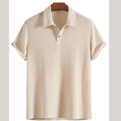Men's Waffle-Knit Collared Neck Short Sleeve Polo